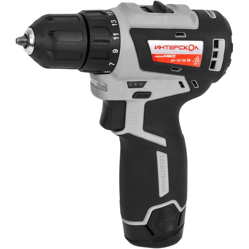 Изображение товара Дрель-шуруповёрт аккумуляторная Интерскол МиниМАКС ДА-10/12В 38 бесщёточная 2 АКБ x Li-ion (12 В, 3 Ач)+ЗУ в кейсе (757.3.2.40)
