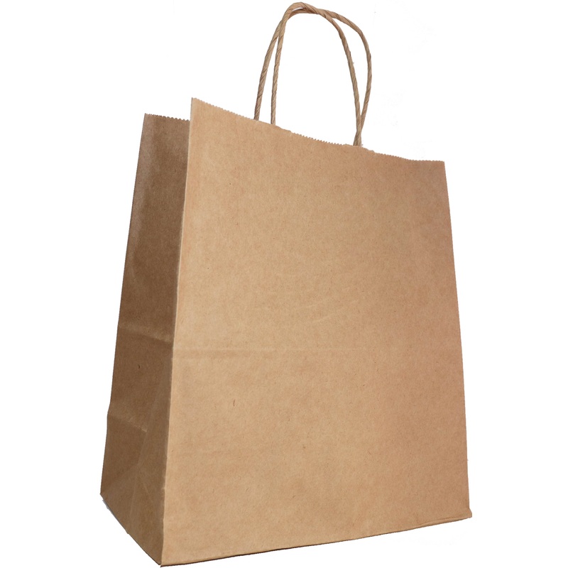 Изображение товара Крафт-пакет бумажный коричневый с кручёными ручками 320х200х370 мм 70 г/кв.м био (250 штук в упаковке)