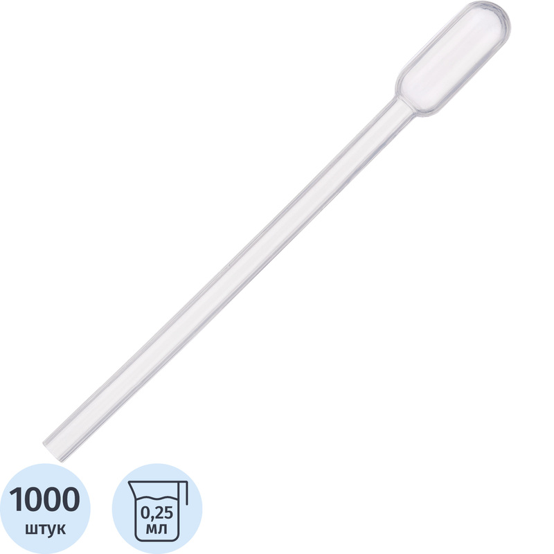 Изображение товара Пипетки Пастера нестерильные 0.25 мл 1000 штук в упаковке для лабораторий
