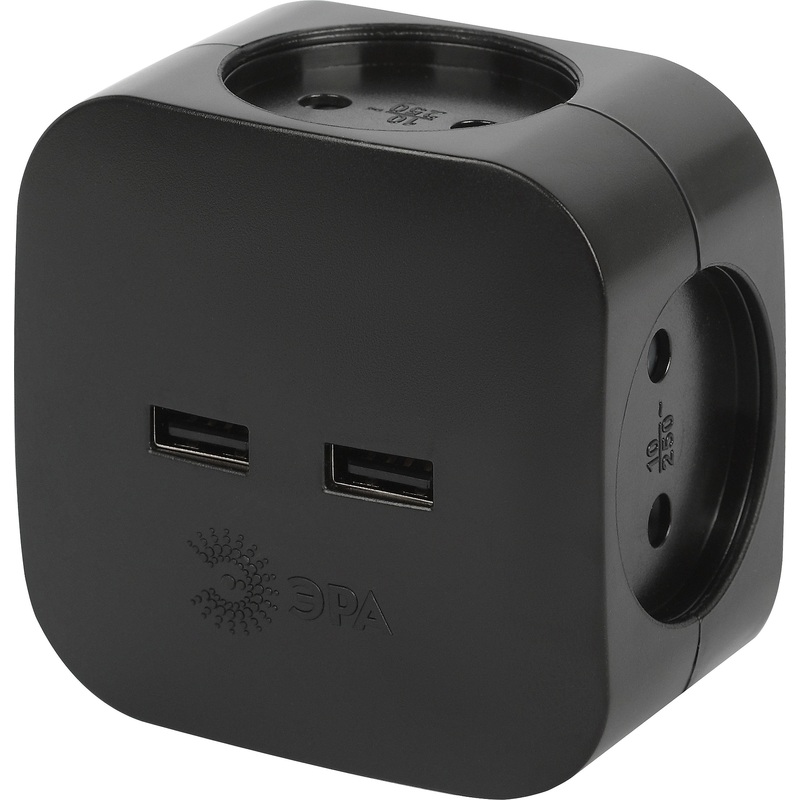 Изображение товара Разветвитель Эра SP-4-USB-B 4 розетки и USB для дома и офиса