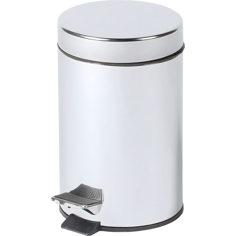 Изображение товара Ведро мусорное Solinne 3 л нержавеющая сталь с педалью с крышкой серебристое (27x18x18 см)