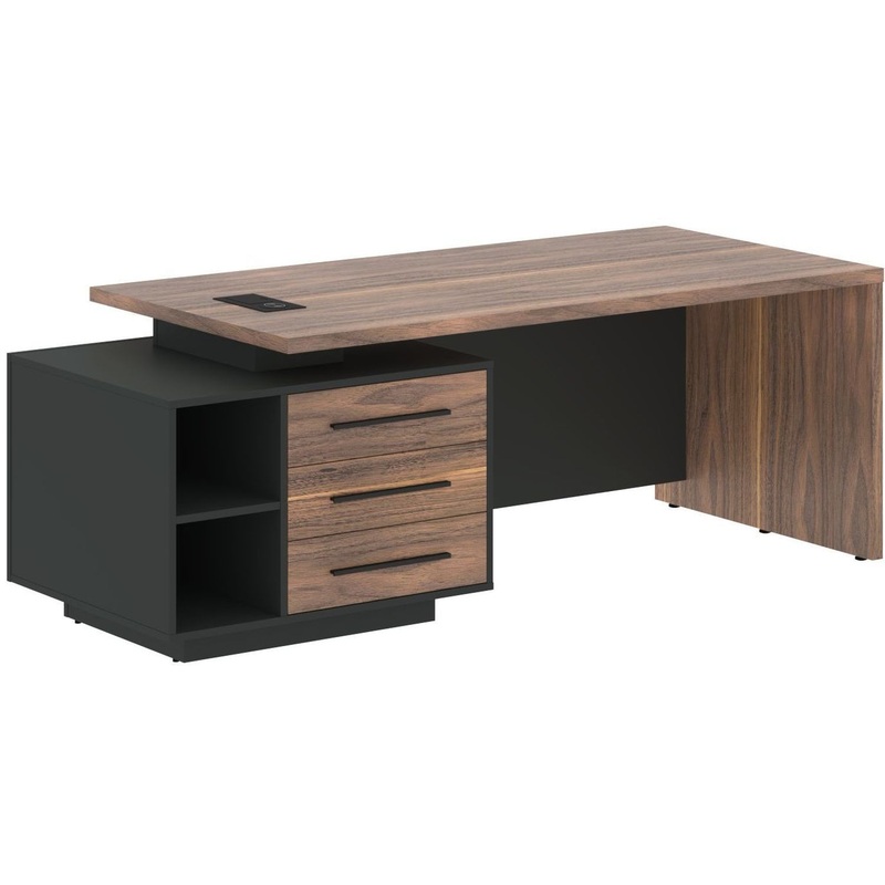 Изображение товара Офисный стол руководителя VRCT 2190(L) с тумбой и встроенной зарядкой