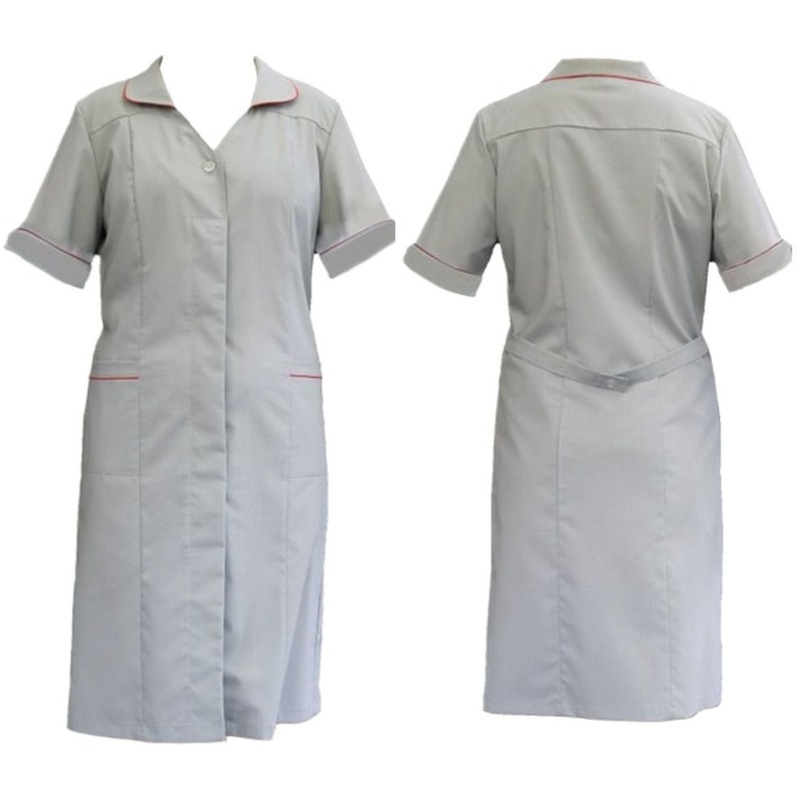 Изображение товара Женский рабочий халат серый с коротким рукавом размер 48-50 для медицины и производства