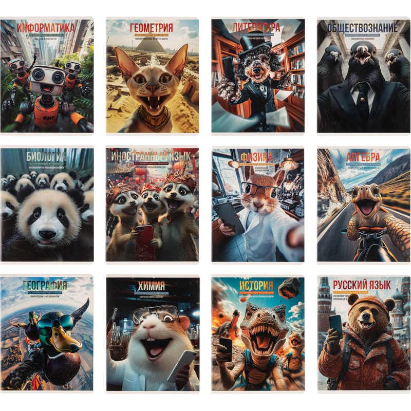 Изображение товара Тетрадь предметная Феникс+ А5+ 48 листов с рисунком комбинированная УФ-выборочный глянцевый лак (12 штук в упаковке)