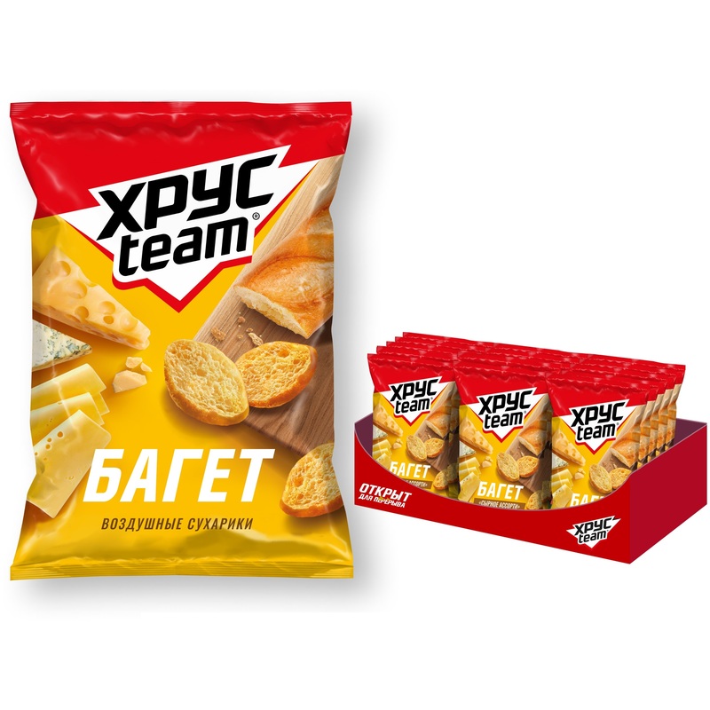 Изображение товара Сухарики Хрустим Крекер багет сырное ассорти 24х60г