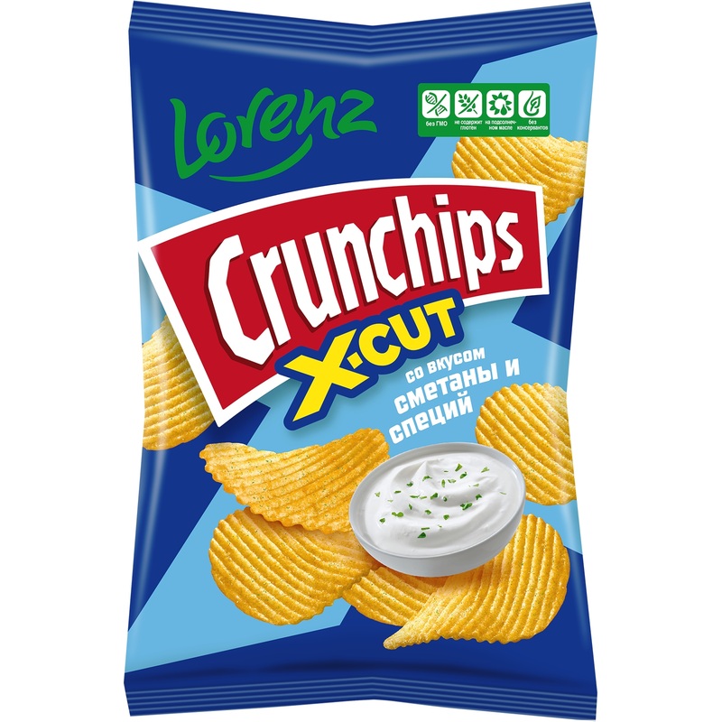 Изображение товара Чипсы Lorenz Crunchips X-Cut со вкусом сметаны и специй 130 г