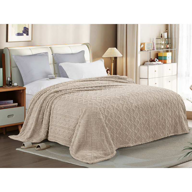 Изображение товара Плед Cleo Gammi велсофт 150x200 см бежевый - мягкий гипоаллергенный для дома