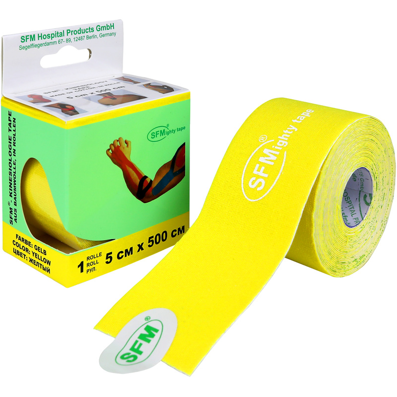Изображение товара Тейп кинезио SFM хлопковая основа 5x500 см жёлтый для поддержки