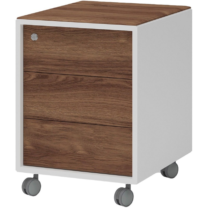 Изображение товара Тумба подкатная Linkor Easy to lead 147T001 с замком (дуб чарльстон/белый, 456х520х622 мм)