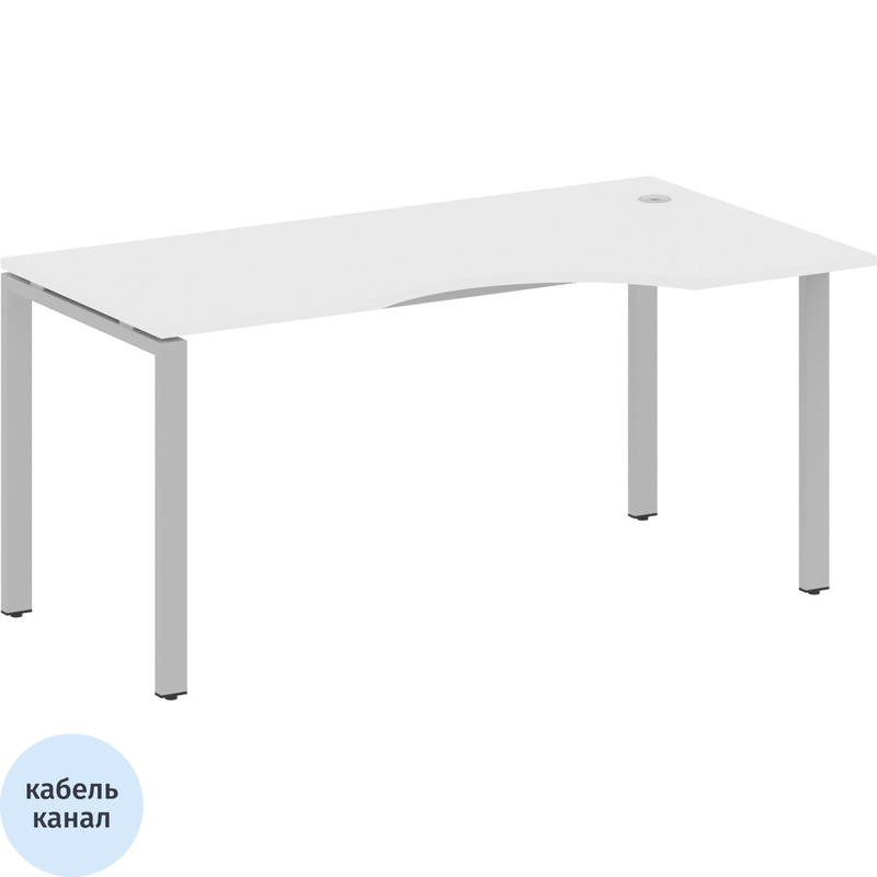 Изображение товара Эргономичный стол Metal System Style БП.СА-1 Пр 1600х900мм белый/серый Россия