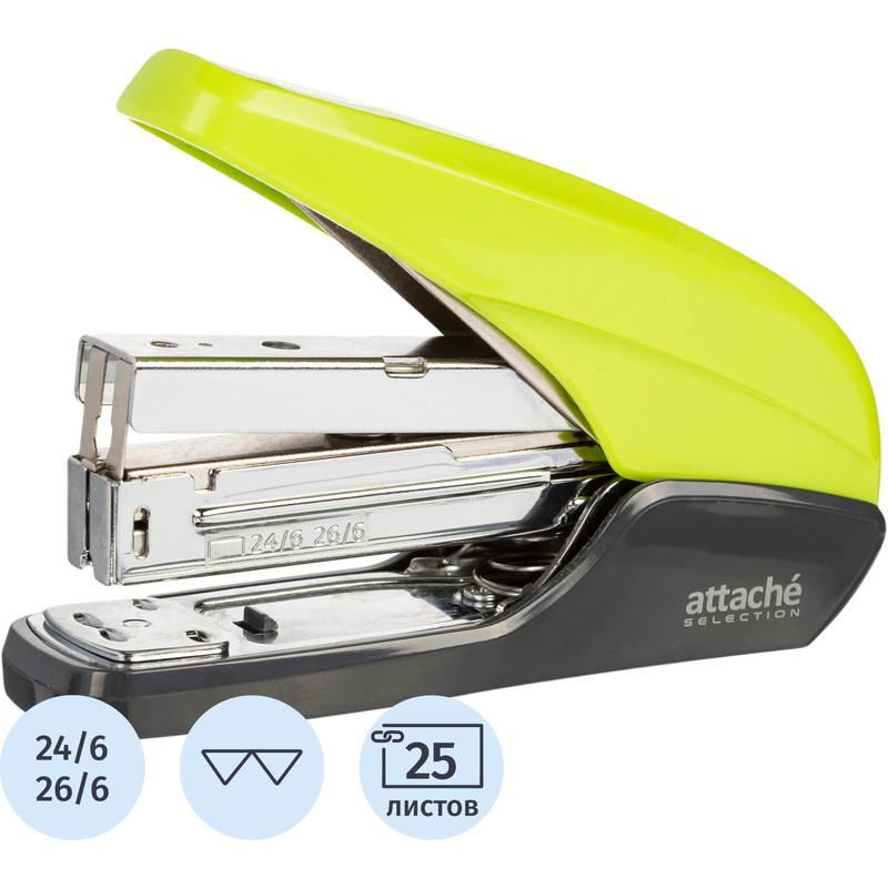 Изображение товара Степлер Attache (Attache Selection) до 25 листов салатовый (скобы № 24/6, 26/6, энергосберегающий)