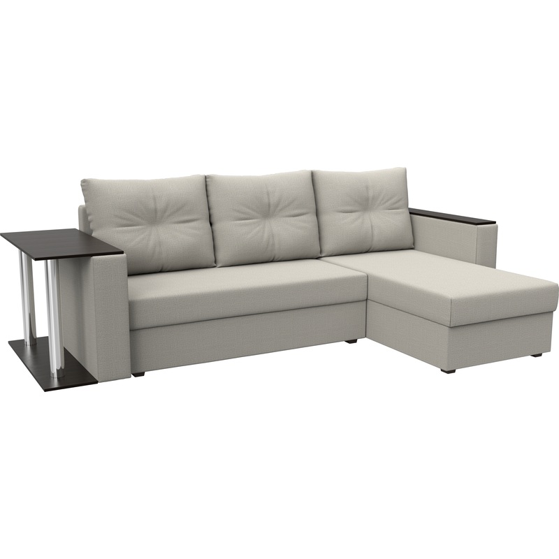 Изображение товара Диван-кровать угловой правый Комфорт Атланта столик бежевый ткань