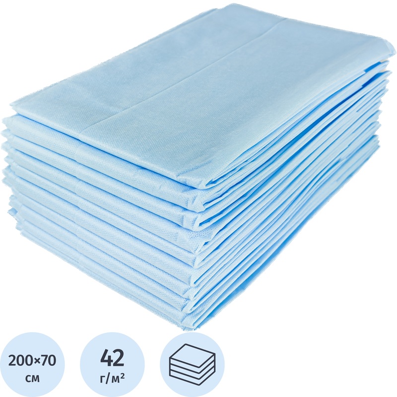 Изображение товара Одноразовая простыня Гекса 200x70 см 42 г/кв.м голубая