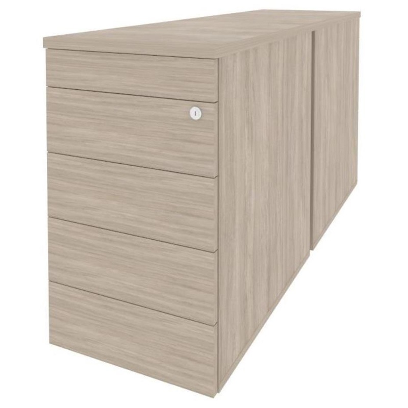 Изображение товара Тумба приставная двойная Onix O.TPO-2.7TIP с центральным замком (дуб аттик, 432х1475х750 мм, 8 ящиков)