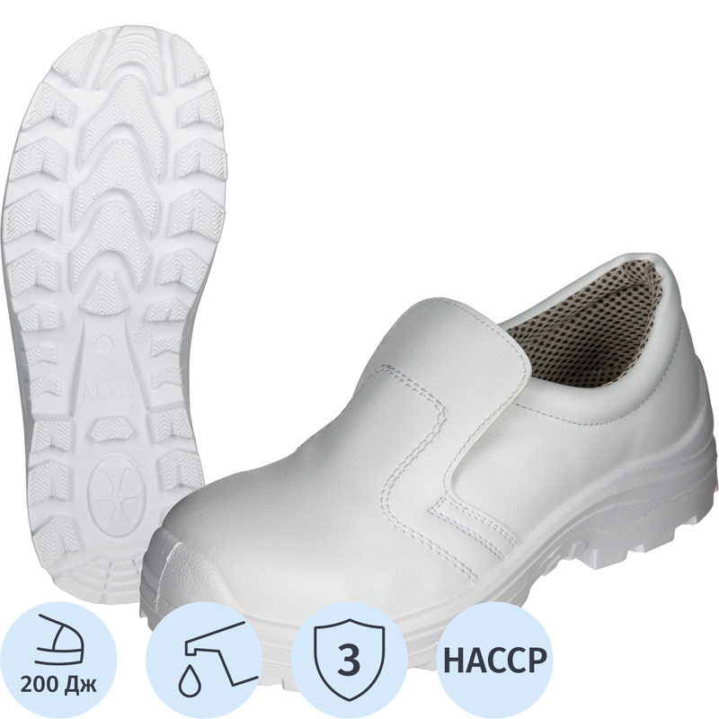 Изображение товара Полуботинки рабочие летние Almi ПУ белые размер 37 с металлическим подноском