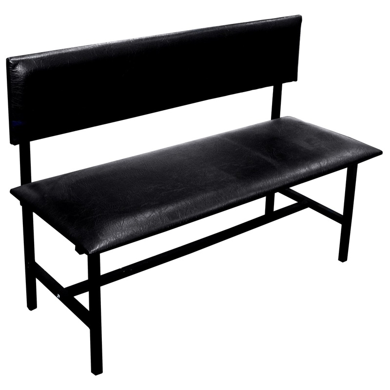 Изображение товара Банкетка четырехместная Берта с разборной конструкцией и спинкой черная 1800x455x865 мм