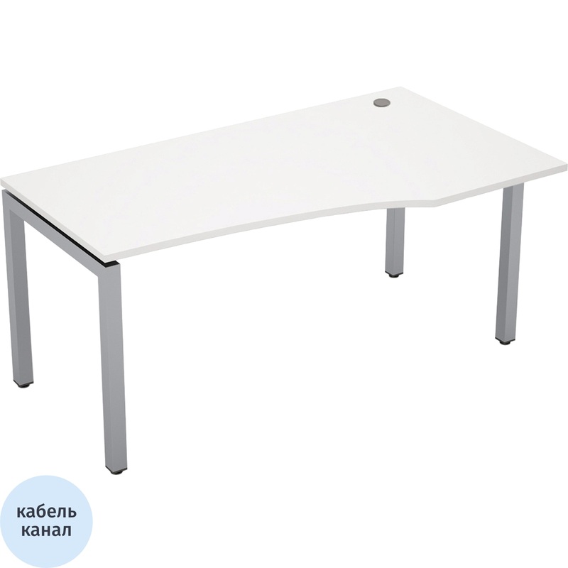 Изображение товара Эргономичный правый стол Avance 6М.521 с парящим эффектом белый/алюминий