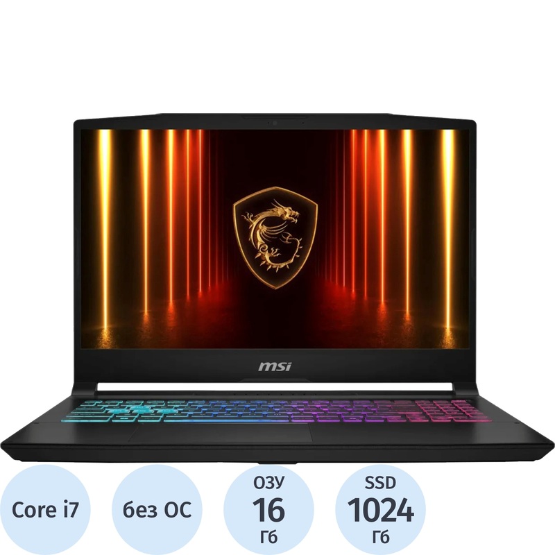 Изображение товара Ноутбук игровой MSI Katana 15 HX B14WFK-617XRU 15.6" чёрный Intel Core i7 14650HX/16 ГБ/SSD 1024 ГБ/NVIDIA GeForce RTX 5060 (9S7-1587C1-617)
