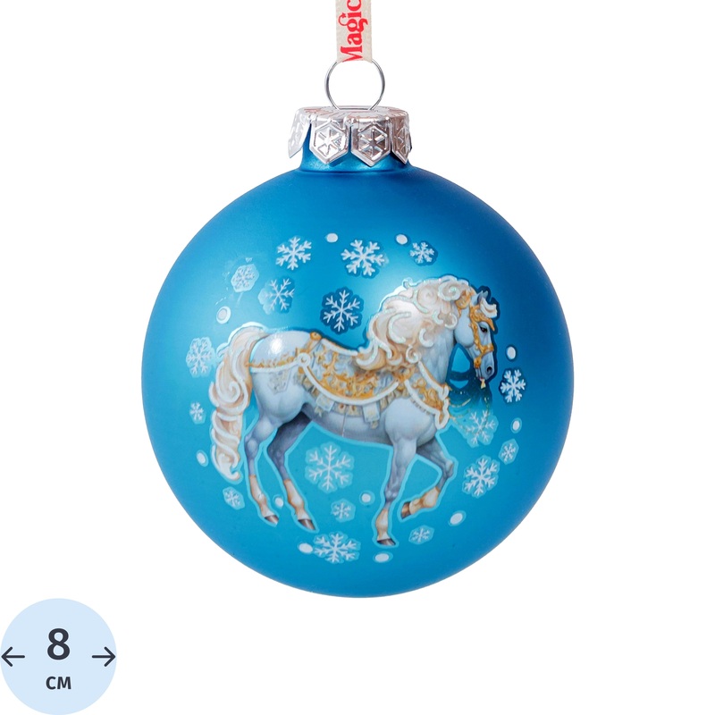 Изображение товара Ёлочный шар новогодний Magic Time стекло голубой диаметр 8 см