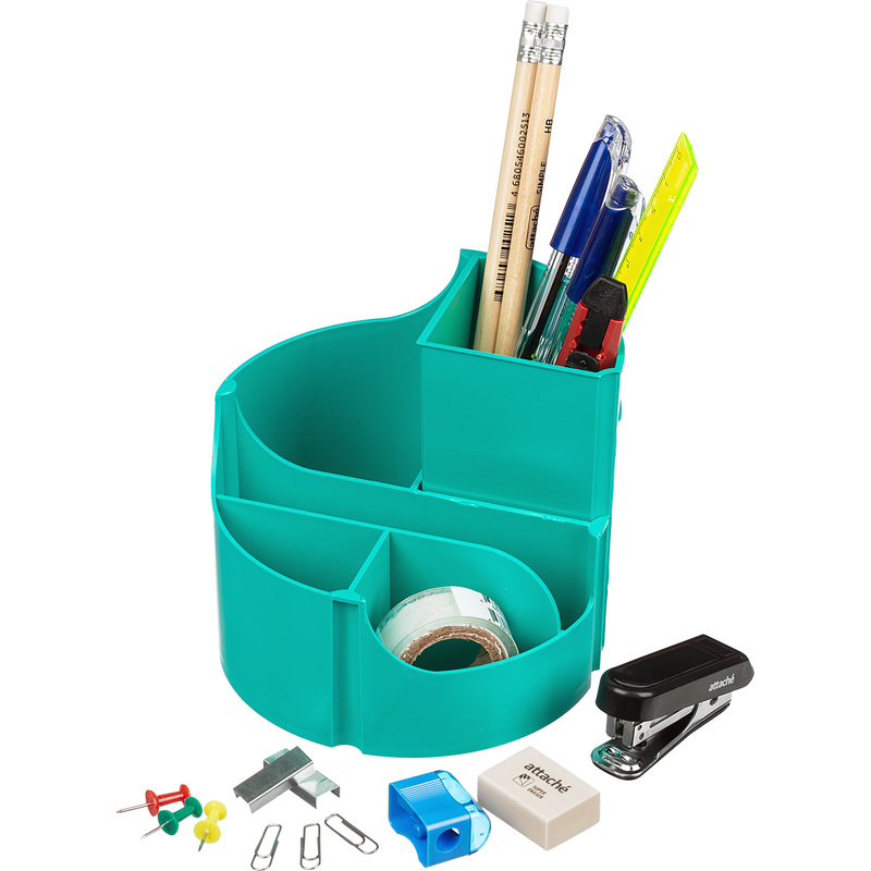 Изображение товара Канцелярский набор Attache Оптима 14 предметов пластиковый бирюзовый вращающийся