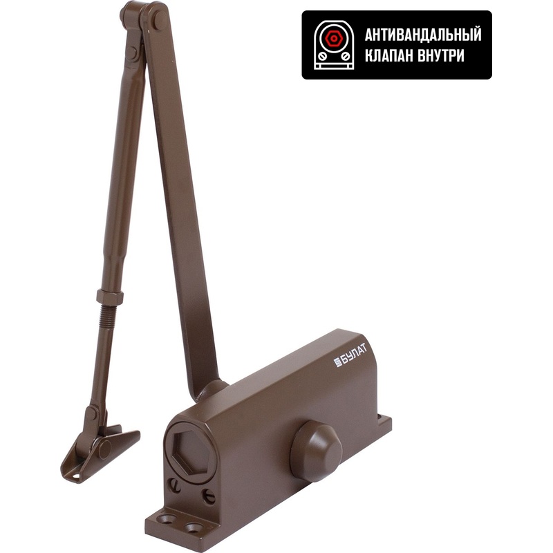 Изображение товара Доводчик дверной Булат 14925 до 140 кг коричневый регулируемый
