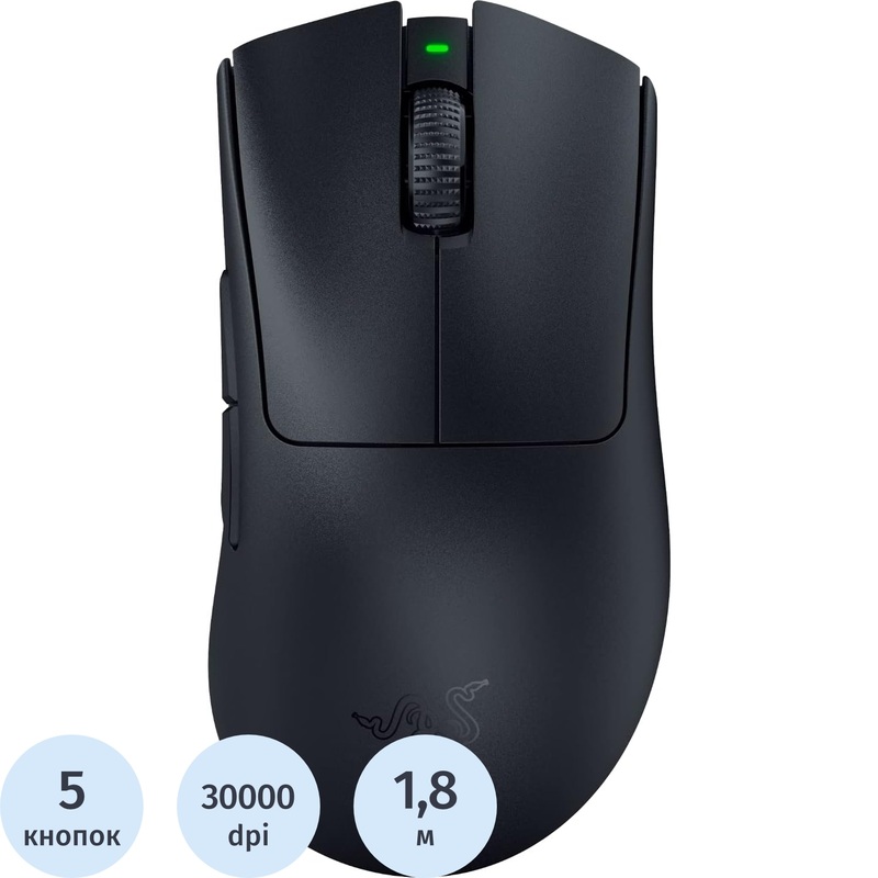 Изображение товара Игровая мышь Razer Deathadder V3 Pro черная с разрешением 30000 dpi и беспроводной связью