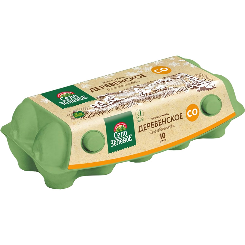 Изображение товара Яйцо куриное Село Зеленое Деревенское С0 (10 штук в упаковке)