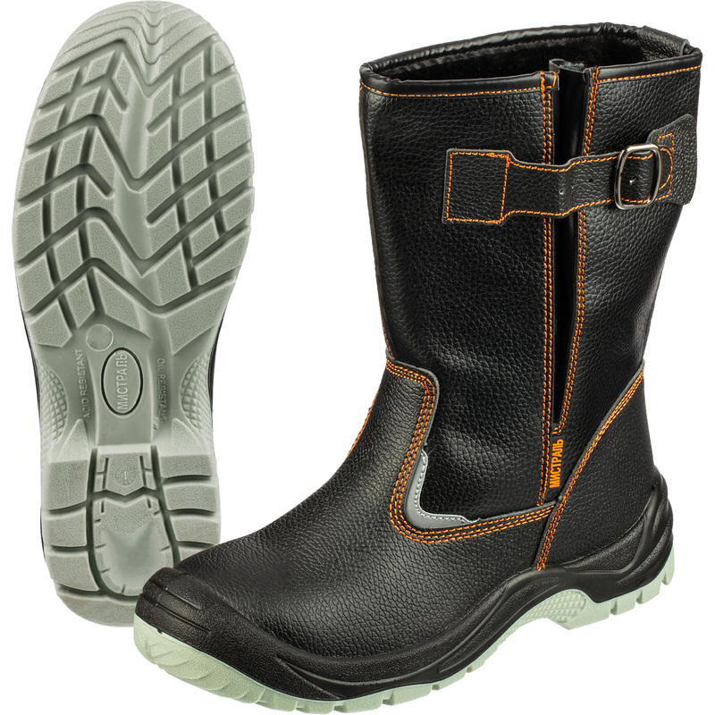 Изображение товара Сапоги рабочие зимние Мистраль ПУ-ТПУ из натуральной кожи с металлическим подноском чёрные (размер 48)