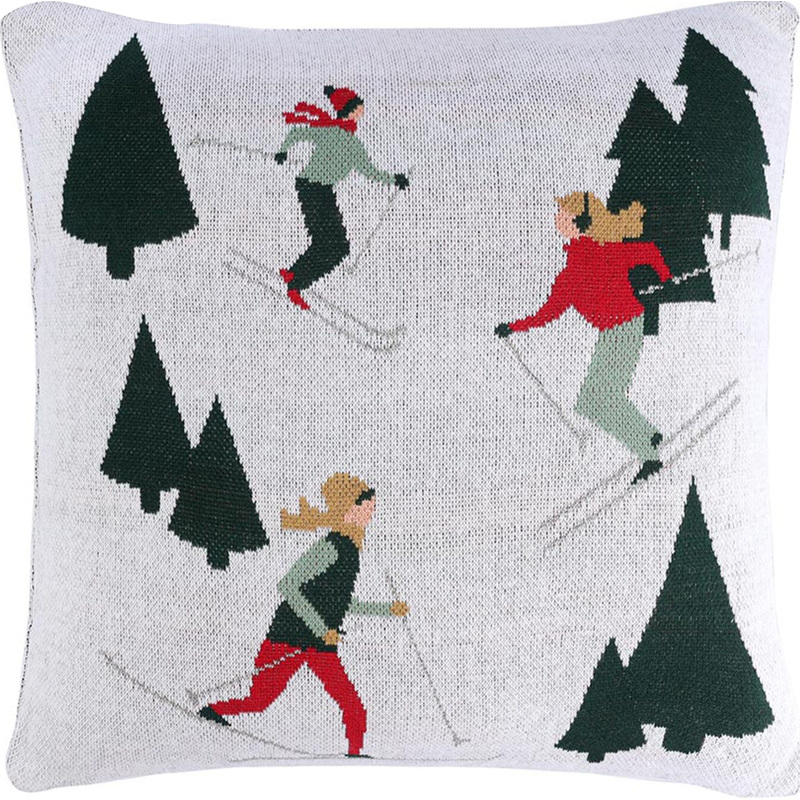 Изображение товара Декоративная подушка Tkano Let's Ski 45x45 см хлопок новогодний дизайн