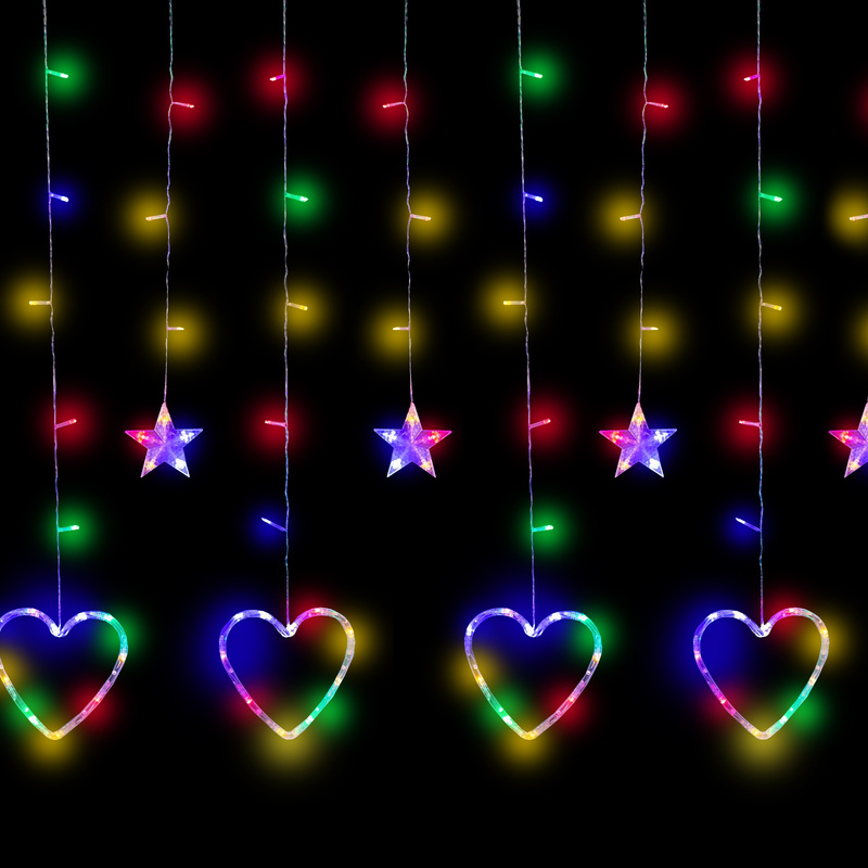 Изображение товара Электрогирлянда Бахрома Сердце мультиколор 186 лампочек 2.4 м светодиодная
