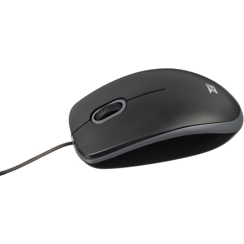 Изображение товара Проводная мышь BigTech BM-B100BG оптическая USB для компьютера в чёрном и сером цвете