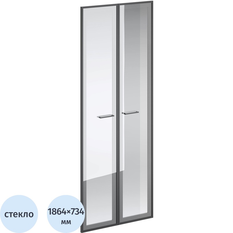 Изображение товара Двери высокие Formant 129H113 прозрачные стеклянные (734x21x1864 мм, 2 штуки в упаковке)