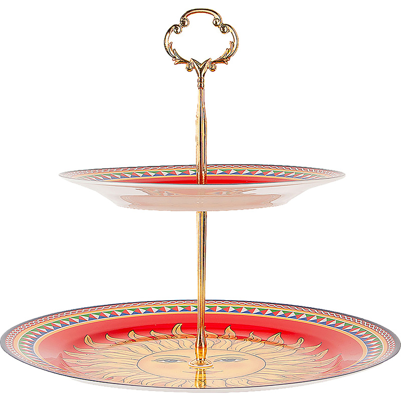 Изображение товара Фруктовница Nouvelle Home Sicilia Sole 52009 двухъярусная, фарфор, разноцветная