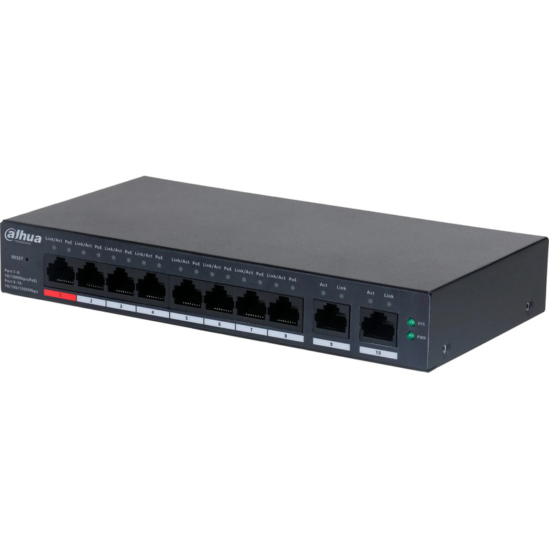 Изображение товара Коммутатор Dahua DH-CS4010-8ET-110 с PoE и управляемостью