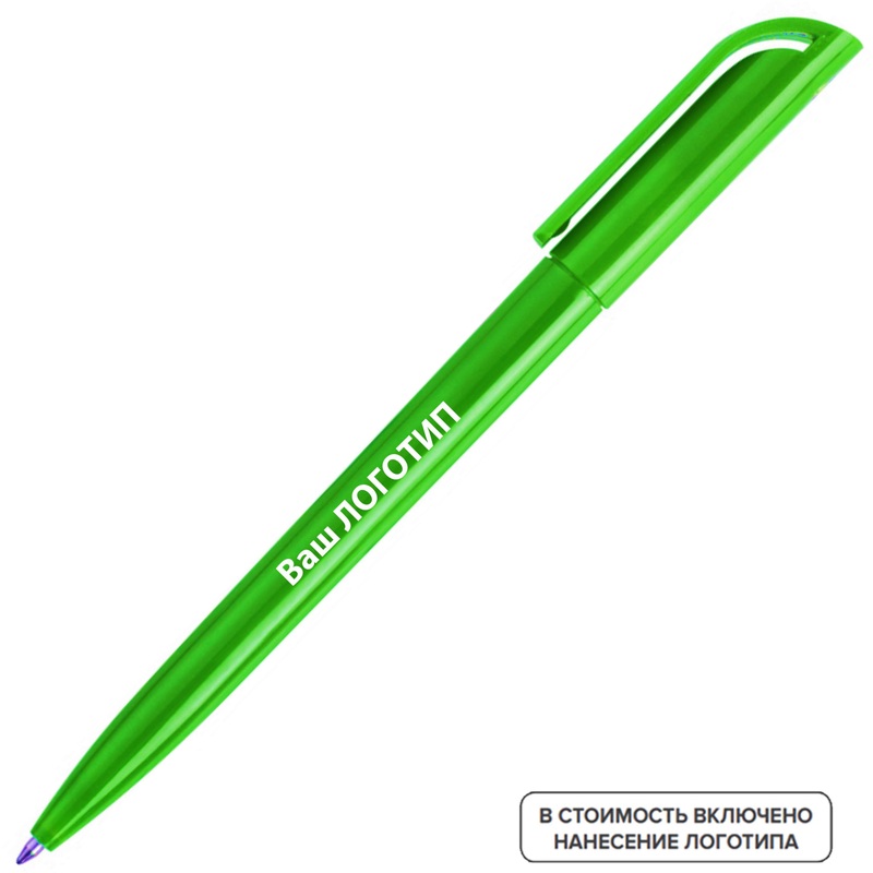 Изображение товара Ручка шариковая автоматическая Миллениум синяя толщина линии 0.7 мм зеленый корпус (1000 штук в упаковке) с лого