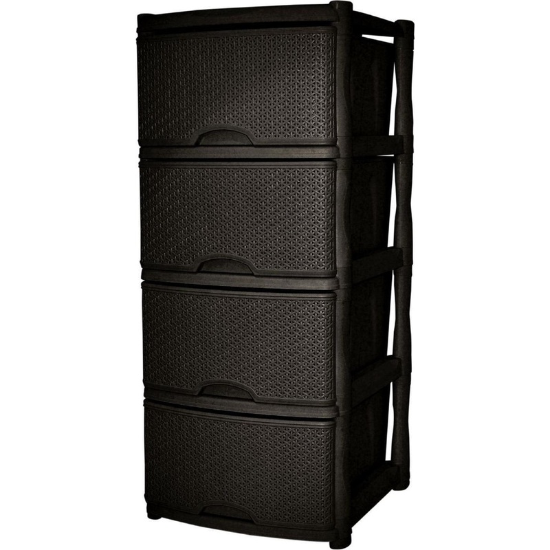 Изображение товара Комод Keeplex Rattan четырехсекционный темный каштан 480х410х945 мм