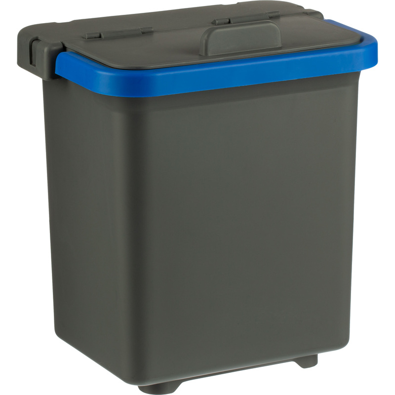 Изображение товара Ведро Росмоп 5 л пластиковое с крышкой мерная шкала ударопрочное серое синяя ручка