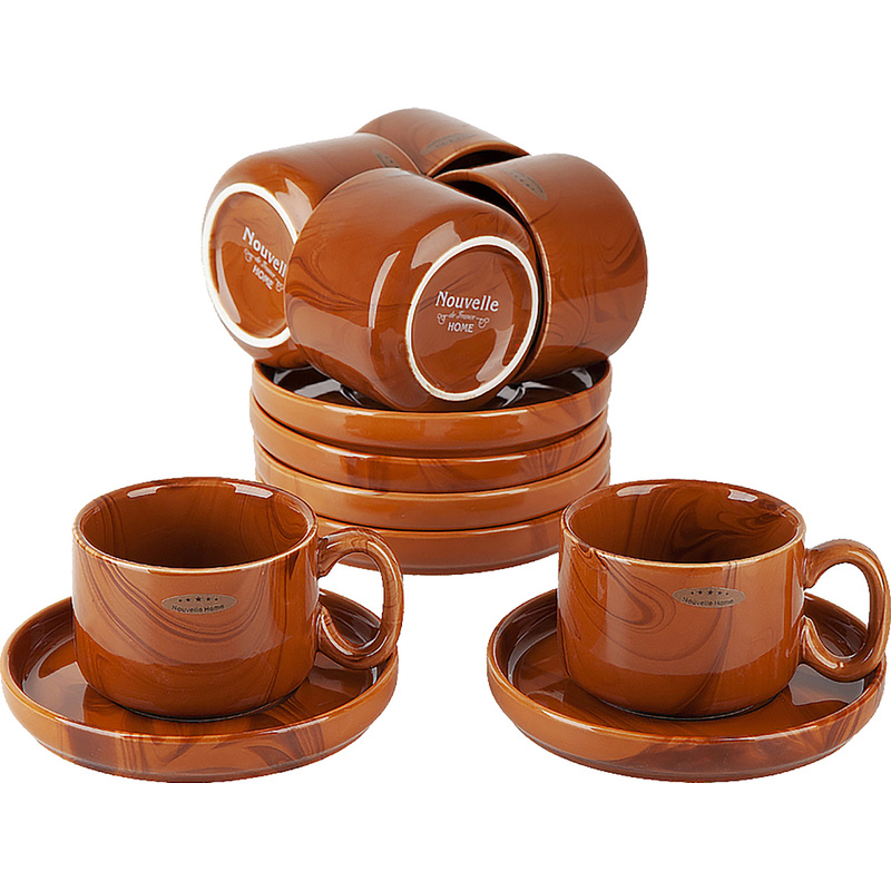 Изображение товара Набор чайный Nouvelle Home Wooden Grain (1730307) на 6 персон фарфор (12 предметов)