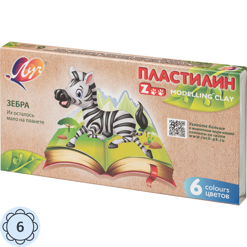 Изображение товара Пластилин классический Луч Zoo 6 цветов 90 грамм