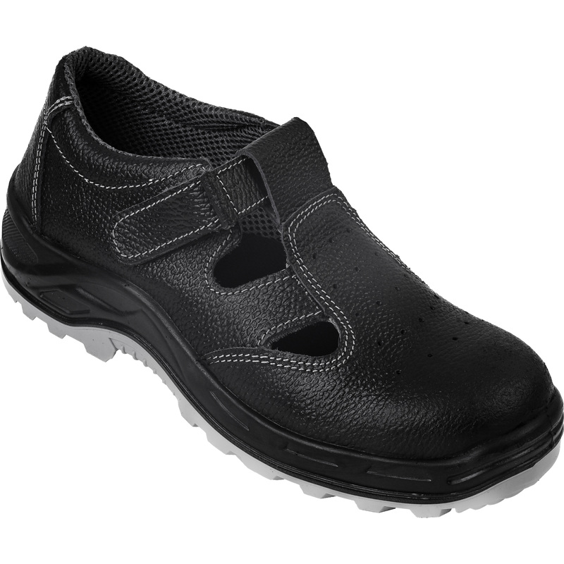 Изображение товара Полуботинки с перфорацией (сандалии) 64 МП ПУ-ТПУ из натуральной кожи с металлическим подноском чёрные (размер 39)