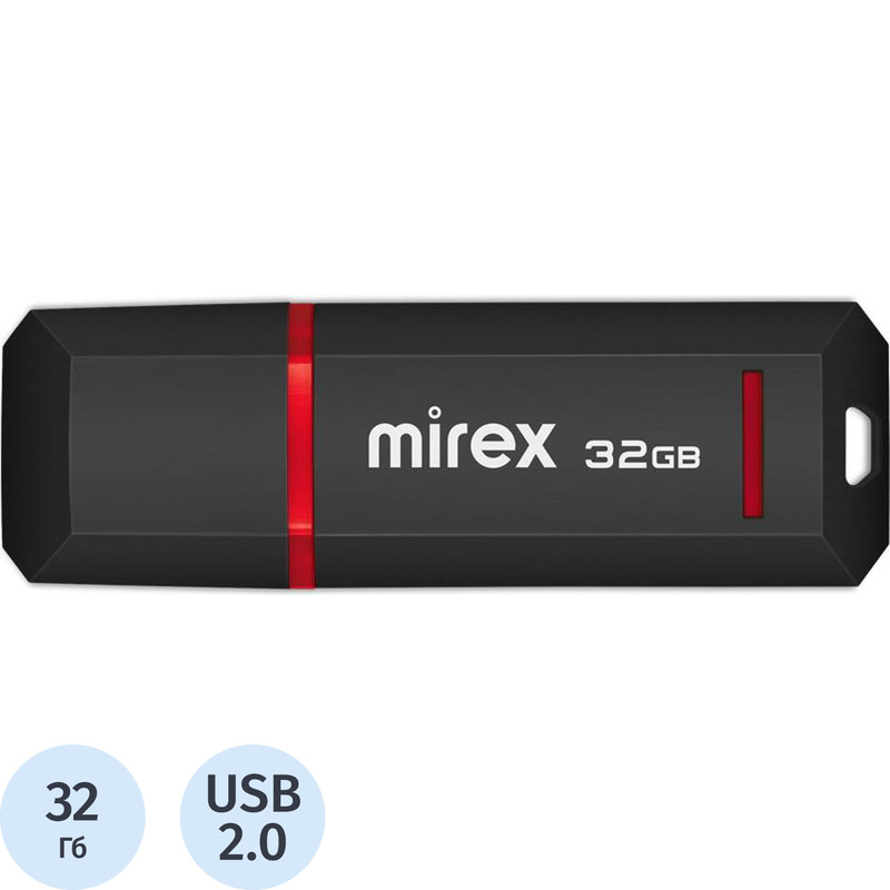 Изображение товара Флешка USB 2.0 32 ГБ Mirex Knight черная с колпачком