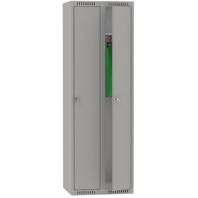 Изображение товара Металлический шкаф для одежды 2 отделения ШМС-281(800) серый с ключевыми замками