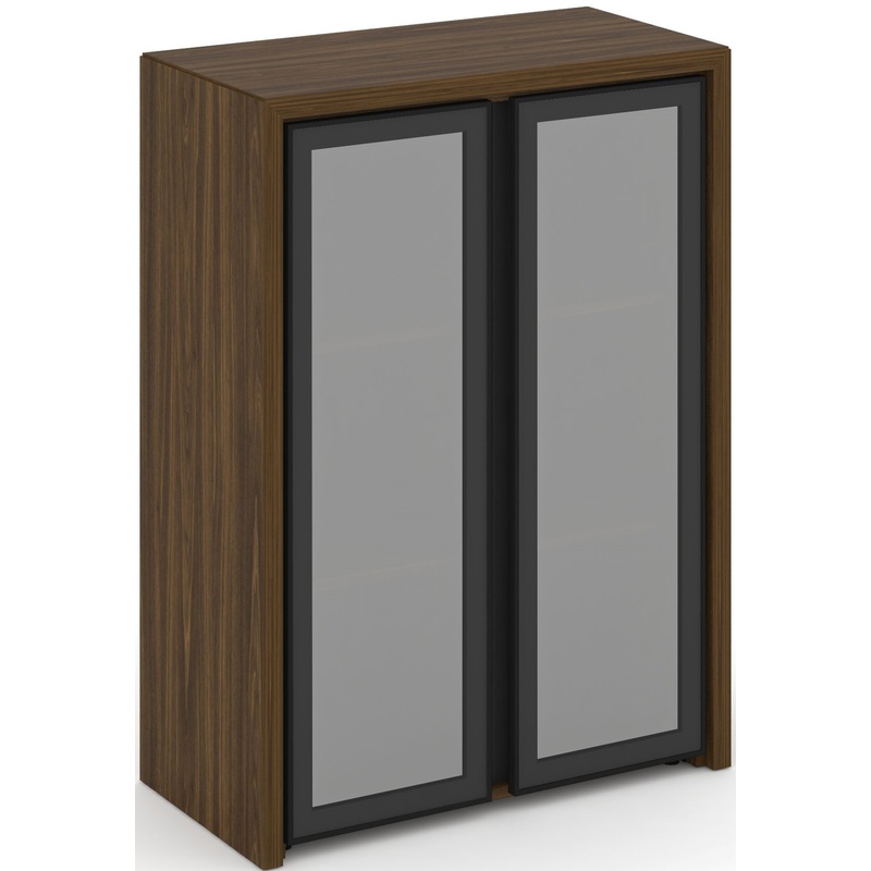 Изображение товара Шкаф для документов Corner (орех лоренцо/графит/сатин/чёрный, 900х450х1231 мм)