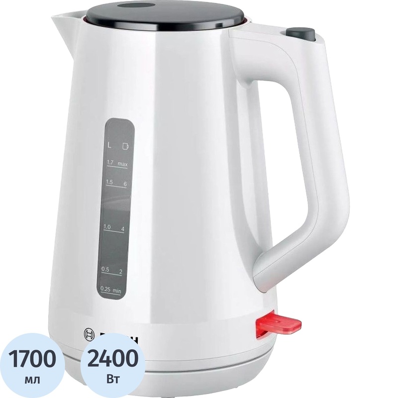 Изображение товара Чайник электрический Bosch TWK1M121 белый, мощность 2400 Вт, уценка