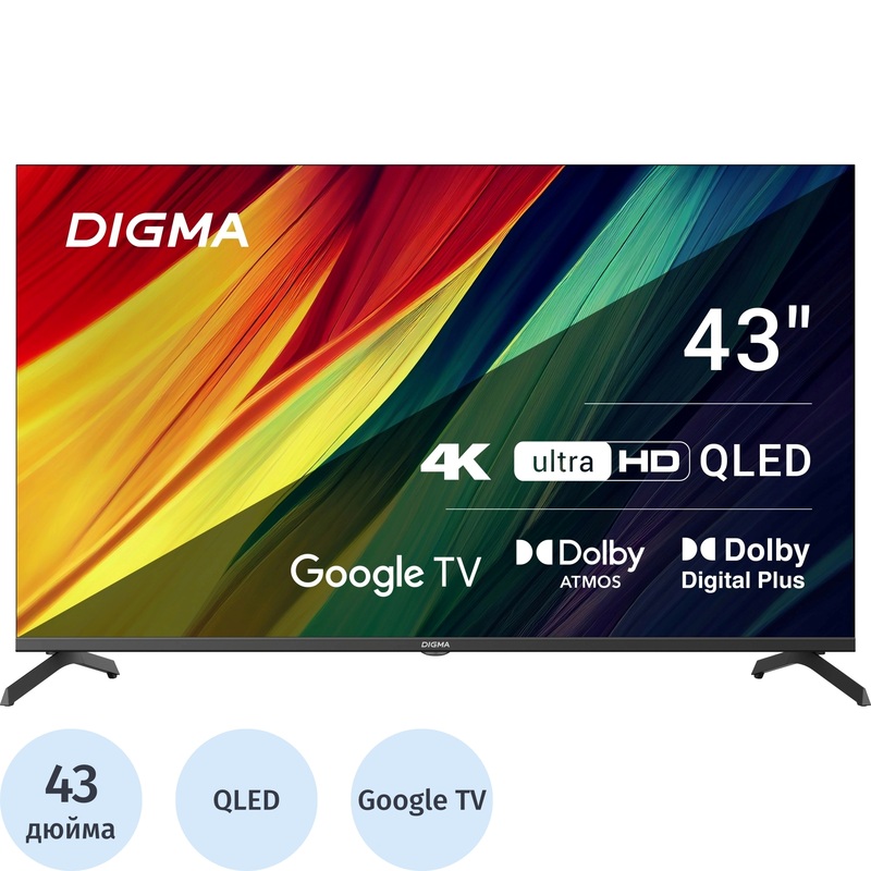Изображение товара Телевизор Digma 43 4K Ultra HD QLED Smart TV с HDR и Google TV
