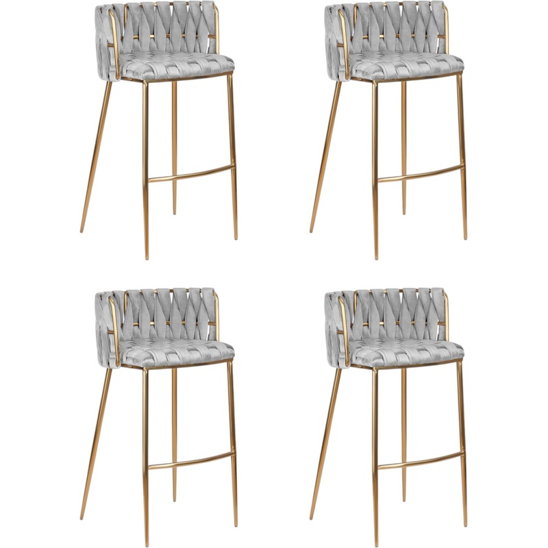 Изображение товара Стул DOBRIN EMMA GOLD СВЕТЛО-СЕРЫЙ/ЗОЛОТОЙ Велюр