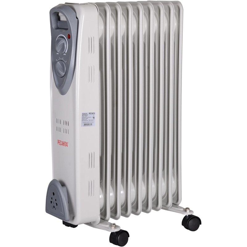 Изображение товара Радиатор масляный Ресанта ОМ-9Н мощностью 2000 Вт для обогрева помещений