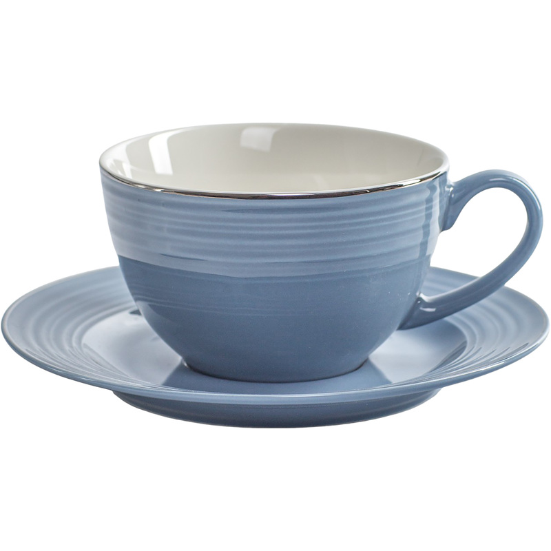Изображение товара Фарфоровая чайная пара Fioretta Fiesta 220 мл голубой дизайн для одного человека