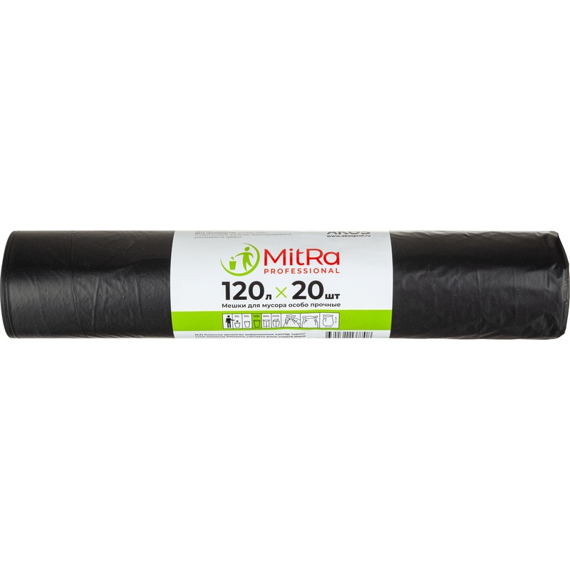 Изображение товара Мешки для мусора Mitra Professional 120л черные, прочные, 20шт