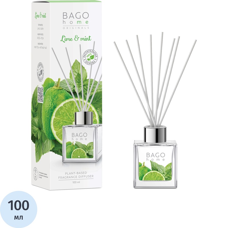 Изображение товара Аромадиффузор Bago home Мята и лайм 100 мл - освежающий аромат для дома